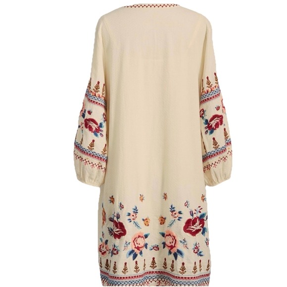 Sundance Wild Wonders Dress XL Linen Floral Embroidery Kaftan Slip Lined Cottage - Picture 2 of 5